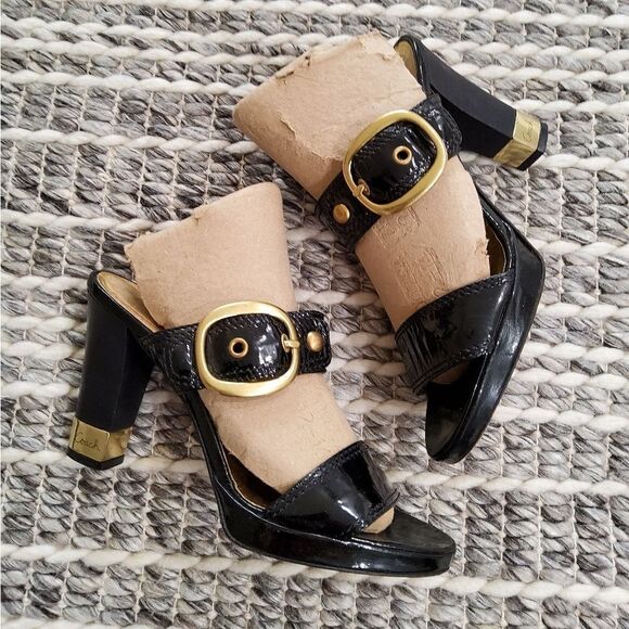 Vintage Coach Giada Patent Leather Sandals Size 7,5 - Picture 1 of 13